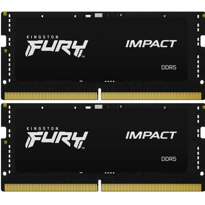Модуль пам&#039;яті для ноутбука SoDIMM DDR5 32GB (2x16GB) 5600 MHz Impact Black Kingston Fury (ex.HyperX) (KF556S40IBK2-32)