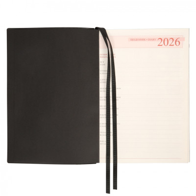 Тижневик Leo planner А5 датований 2026 &quot;Velvet&quot;, м‘який, чорний, 368 сторінок (252638)