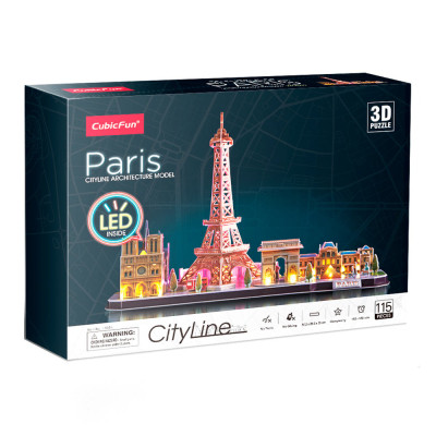 Пазл Cubic Fun Тривимірний пазл City line Париж із LED-підсвічуванням (L525h)
