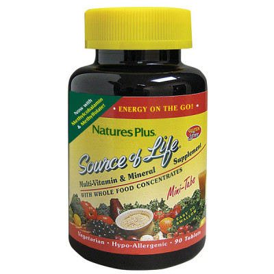 Мультивітамін Natures Plus Мультивітаміни, Source of Life, 90 міні таблеток (NAP-30582)