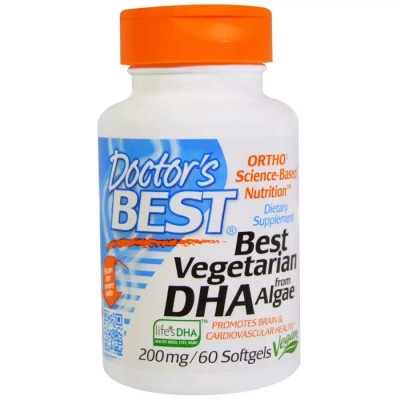 Жирні кислоти Doctor&#039;s Best Веганські DHA (докозагексаєнова кислота) на Основі Вод (DRB-00296)