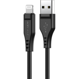 Дата кабель USB 2.0 AM to Lightning 1.2m 2.4A TPE C3-02 Black Acefast (6974316280828)