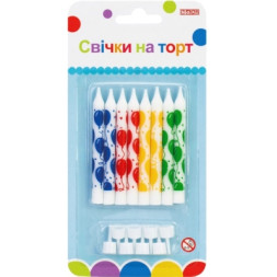 Свічка Maxi 8 шт. на торт, 8 см; 8 підставок для свічок (MX627047.F01)