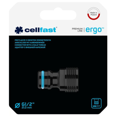 Конектор для шланга Cellfast для крана ERGO 1/2&#039; із зовнішнім різьбленням (блістер) (53-230)