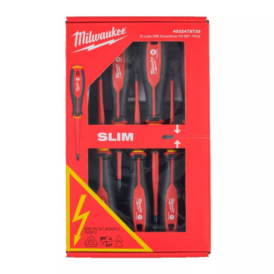 Набір викруток Milwaukee діелектричних VDE SL/PH + тестер напруги, 7 шт (4932478739)