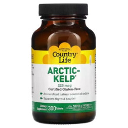 Мінерали Country Life Водорості Арктичні, 225 мкг, Arctic-Kelp, 300 таблеток (CLF-04135)