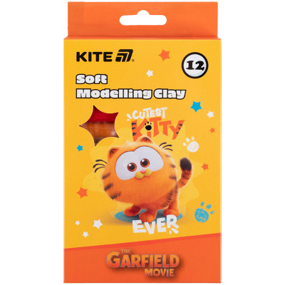 Пластилін Kite Garfield восковий, 12 кольорів, 200 г (GF25-086)