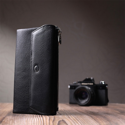 Портмоне ST Leather З натуральної шкіри Чорне (22698)