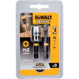 Набір біт DeWALT IMPACT TORSION, ударних, Ph2, L=50 мм, 2 шт.+магнітний тримач (DT70536T)