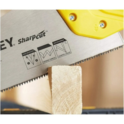 Ножівка Stanley SHARPCUT із загартованими зубами, L=500мм, 11 tpi. (STHT20371-1)