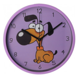 Настінний годинник Optima Little Dog пластиковий, фіолетовий (O52105)