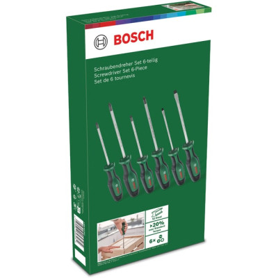 Викрутка Bosch набір 6шт, SL 4, 6.5 мм, PH1х100 мм, PH2х125 мм, PZ1х100 мм, PZ2х125 мм (1.600.A02.BX7)