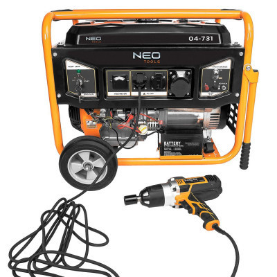 Генератор Neo Tools 230V, 1 фаза, 6/6.5kW, електростарт, AVR (04-731)