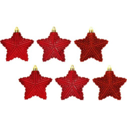 Ялинкова іграшка Christmas House Пластикові Зірки 6 шт Червоні (8718861623925)