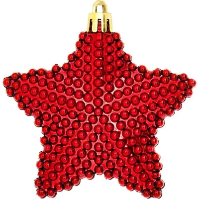 Ялинкова іграшка Christmas House Пластикові Зірки 6 шт Червоні (8718861623925)