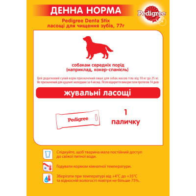 Ласощі для собак Pedigree Denta Stix для чищення зубів 77 г (5998749104392/5998749141496)