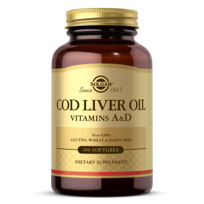 Вітамін Solgar Вітаміни A і D з печінки норвезької тріски, Cod Liver Oil &amp; (SOL00940)