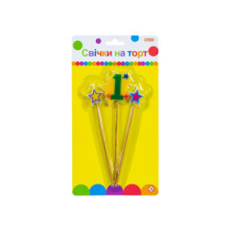 Свічка Maxi Stars &quot;1&quot; висотою 4,5 см, 3 шт. (MX620080-1)