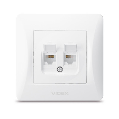 Комп&#039;ютерна розетка Videx BINERA CAT6+CAT6 (VF-BNSK2PC6-W)