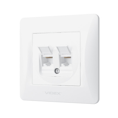 Комп&#039;ютерна розетка Videx BINERA CAT6+CAT6 (VF-BNSK2PC6-W)