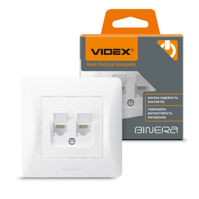 Комп&#039;ютерна розетка Videx BINERA CAT6+CAT6 (VF-BNSK2PC6-W)