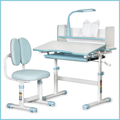 Парта зі стільцем ErgoKids Blue ( +полка+лампа) (BD-24 BL)