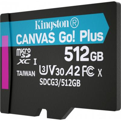 Карта пам&#039;яті Kingston 512GB microSDXC class 10 UHS-I/U3 Canvas Go Plus (SDCG3/512GBSP)