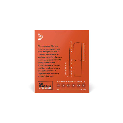 Тростина для саксофона D&#039;Addario Rico - Alto Sax #2.5 - 25 Pack (RJA0125-B25)