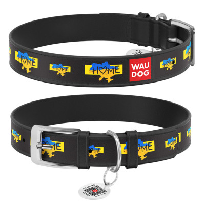 Нашийник для тварин WAUDOG Design з QR паспортом &quot;Дім&quot; S Ш 15 мм Д 26-35 см (чорний) (3603-0230-01)