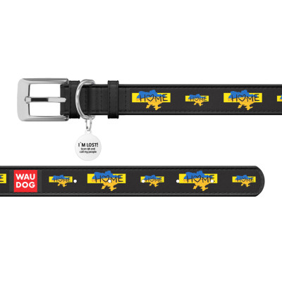 Нашийник для тварин WAUDOG Design з QR паспортом &quot;Дім&quot; S Ш 15 мм Д 26-35 см (чорний) (3603-0230-01)