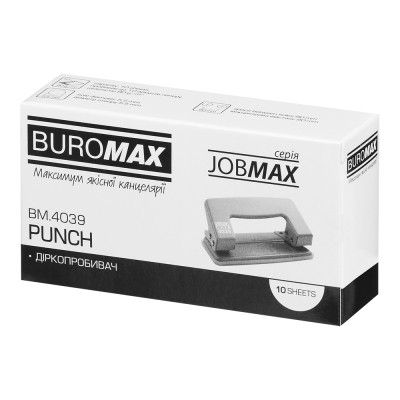 Діркопробивач Buromax металевий JOBMAX, до 10 аркушів, 100 х 55 х 50 мм, синій (BM.4039-02)