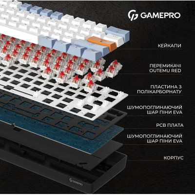 Клавіатура GamePro MK130R Hot-Swap Red Swich RGB USB UA Black (MK130R)