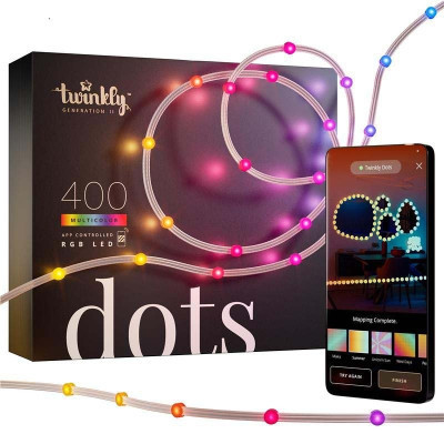 Гірлянда Twinkly Smart LED Dots Lights RGB 400 Gen II, IP44, 20м, прозорий (TWD400STP-TEU)