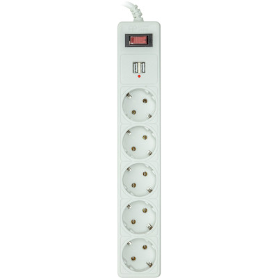 Мережевий фільтр живлення PowerPlant 5м, 5 розеток, USB 2.1A (JY-1056U/5) (PPSA10M50S5U)