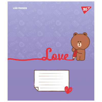 Зошит Yes Line Friends. Love letter 12 аркушів лінія (766948)