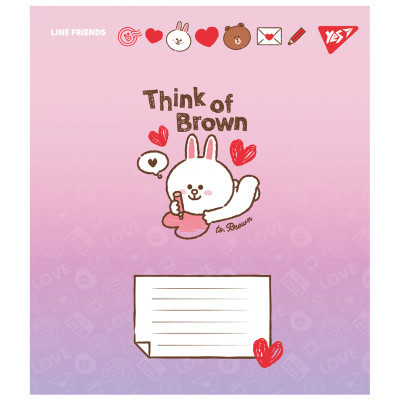 Зошит Yes Line Friends. Love letter 12 аркушів лінія (766948)