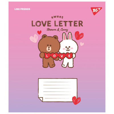 Зошит Yes Line Friends. Love letter 12 аркушів лінія (766948)