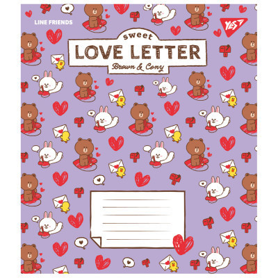 Зошит Yes Line Friends. Love letter 12 аркушів лінія (766948)