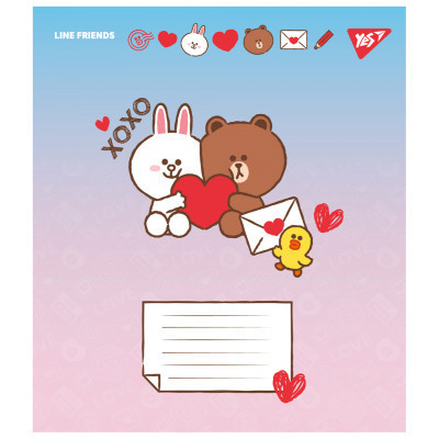Зошит Yes Line Friends. Love letter 12 аркушів лінія (766948)