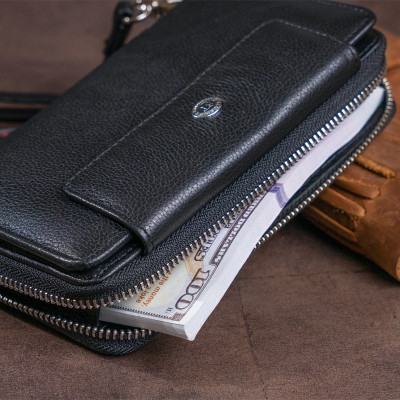 Гаманець ST Leather Зі шкіри Чорний (19339)