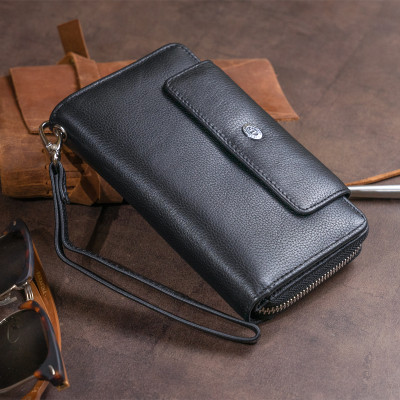 Гаманець ST Leather Зі шкіри Чорний (19339)