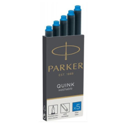 Чорнило для пір'яних ручок Parker Картриджі Quink / 5шт блакитний, що змиваються (11 410WBL)