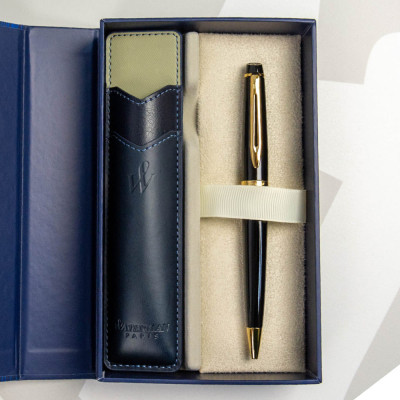 Ручка кулькова Waterman EXPERT Black GT  BP + чохол + подар.упаковка GIFT24 (20 021b24)