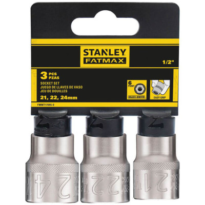 Набір головок Stanley торцевих 1/2&quot; Maxi Drive, з шестигранним профілем, 3 шт: 21, 22, 24 мм. (FMMT17095-0)