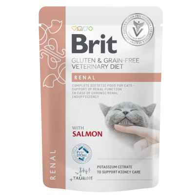 Вологий корм для кішок Brit GF VetDiets Renal з лососем 85 г (8595602566709)