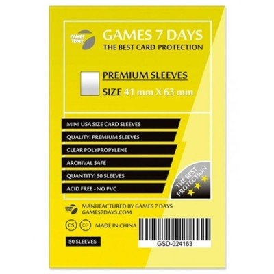 Протектор для карт Games7Days 41 х 63 мм, Mini USA, 50 шт (PREMIUM) (GSD-024163)