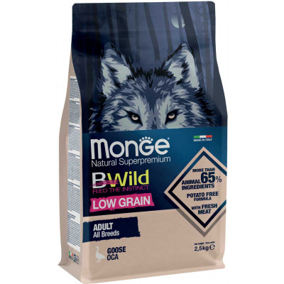 Сухий корм для собак Monge Dog Bwild Low Grain м&#039;ясо гусака 2.5 кг (8009470012102)