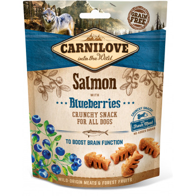 Ласощі для собак Carnilove Crunchy Snack з лососем, чорницею і м&#039;ясом 200 г (8595602528851)