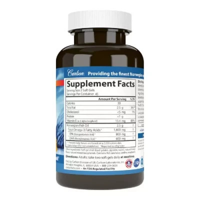 Жирні кислоти Carlson Омега-3, Смак Лимону, Elite Omega-3 Gems, 90 желатинових кап (CL01711)