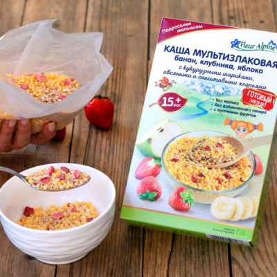 Дитяча каша Fleur Alpine безмолочна Organic Мультизлакова банан-яблуко-полуниця 200 г (9010004508168)